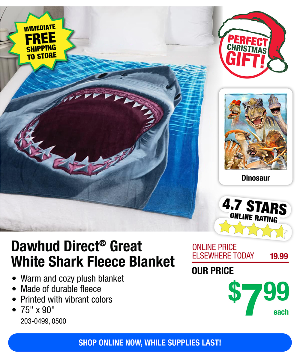 Menards Great White Shark Fleece Blanket ONLY 7.99! Milled
