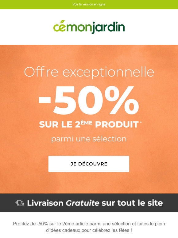 Offre exceptionnelle : -50% sur le 2ème article
