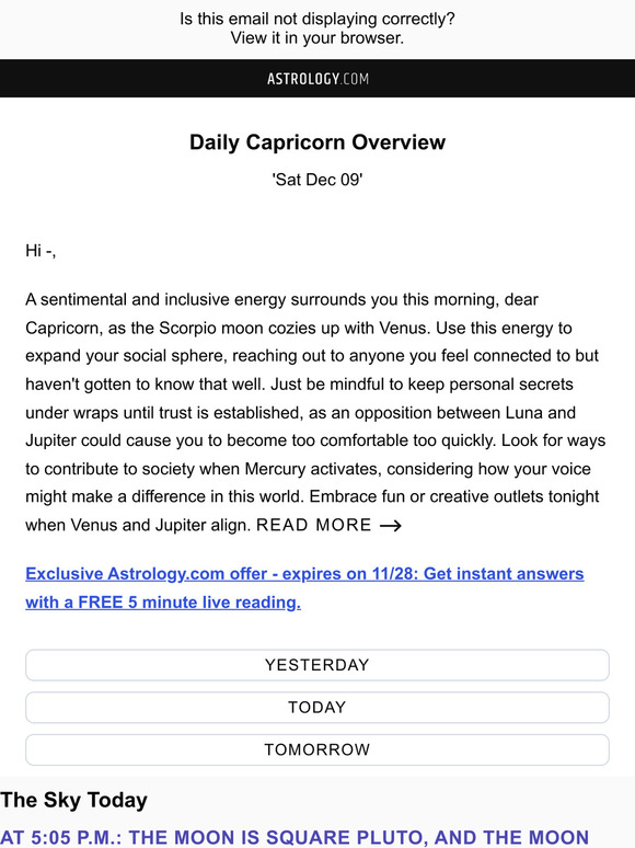 —, Your Daily Horoscope Overview - Sat Dec 09