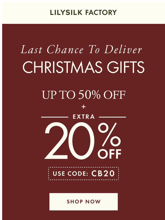LILYSILK Factory: Last chance to deliver Christmas gifts on time