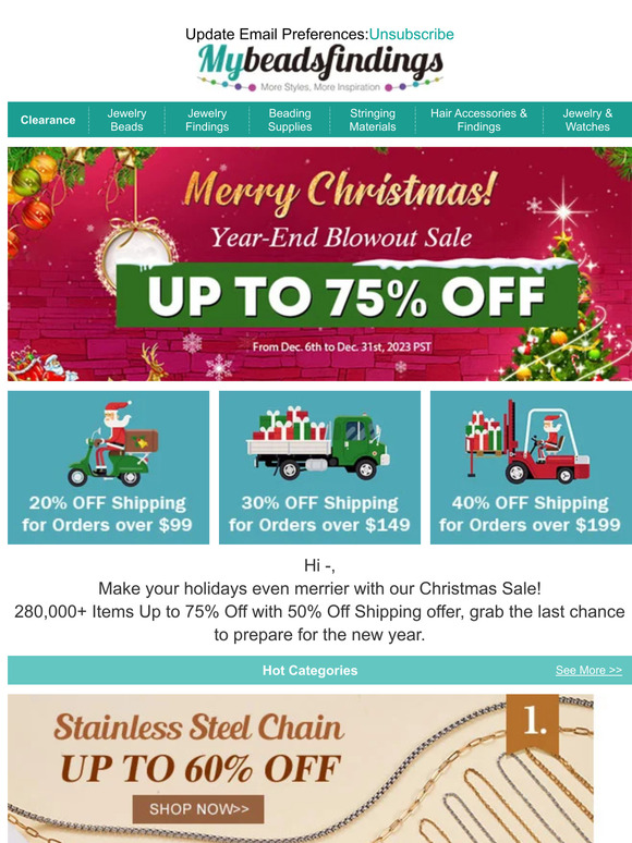 Mybeadsfindings Year-End Blowout Sale
