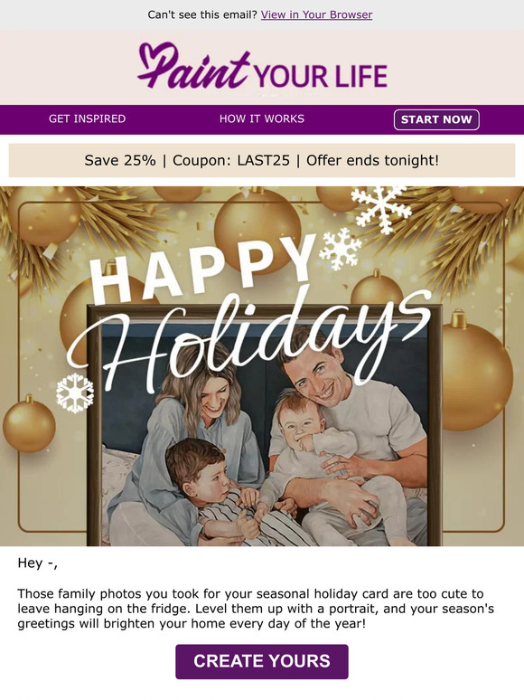 Turn your holiday photos into hand-painted portraits!