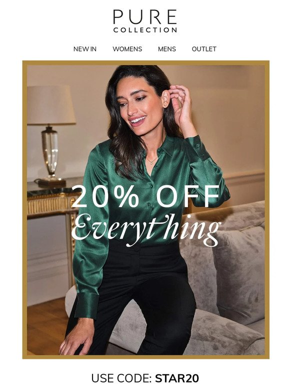Offer Continues | 20% Off Everything Including Outlet