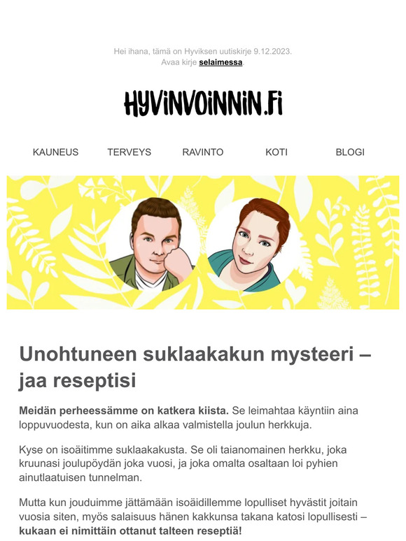 Unohtuneen suklaakakun mysteeri – jaa reseptisi