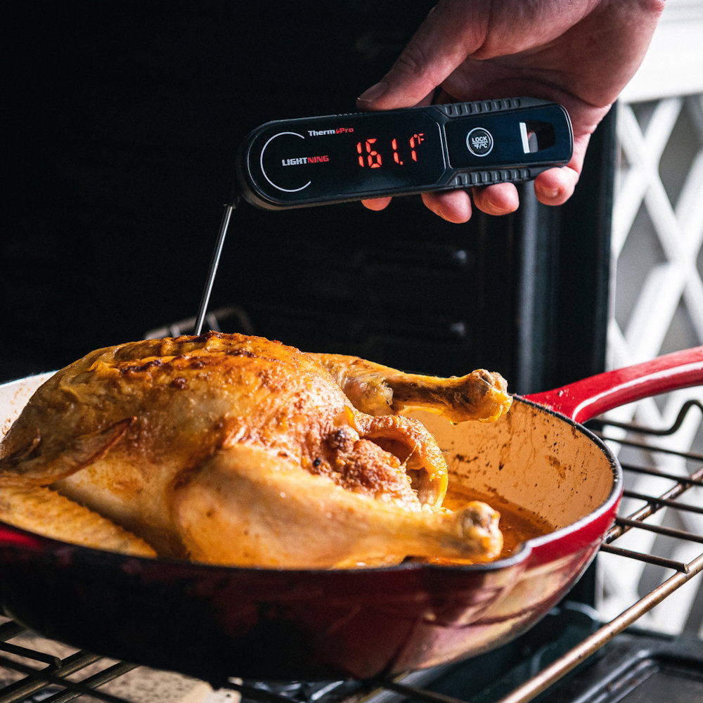 ThermoPro Lightning One-Second Instant Read Meat Thermometer, Calibratable Kitchen Food Thermometer with Ambidextrous Display, Waterproof Cooking Thermometer for Oil Deep Fry Smoker BBQ Grill