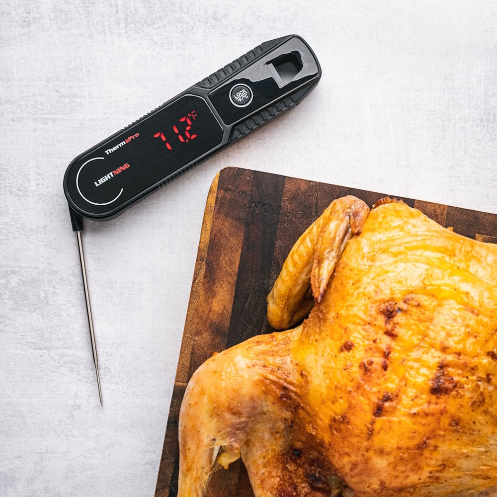ThermoPro Lightning One-Second Instant Read Meat Thermometer, Calibratable Kitchen Food Thermometer with Ambidextrous Display, Waterproof Cooking Thermometer for Oil Deep Fry Smoker BBQ Grill