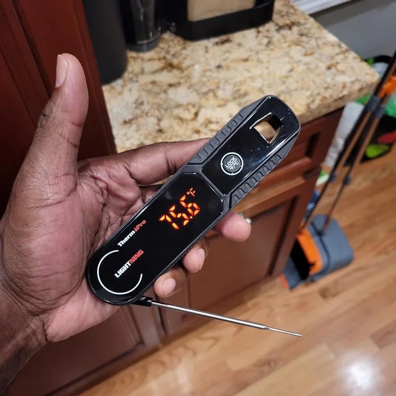 ThermoPro Lightning One-Second Instant Read Meat Thermometer, Calibratable Kitchen Food Thermometer with Ambidextrous Display, Waterproof Cooking Thermometer for Oil Deep Fry Smoker BBQ Grill