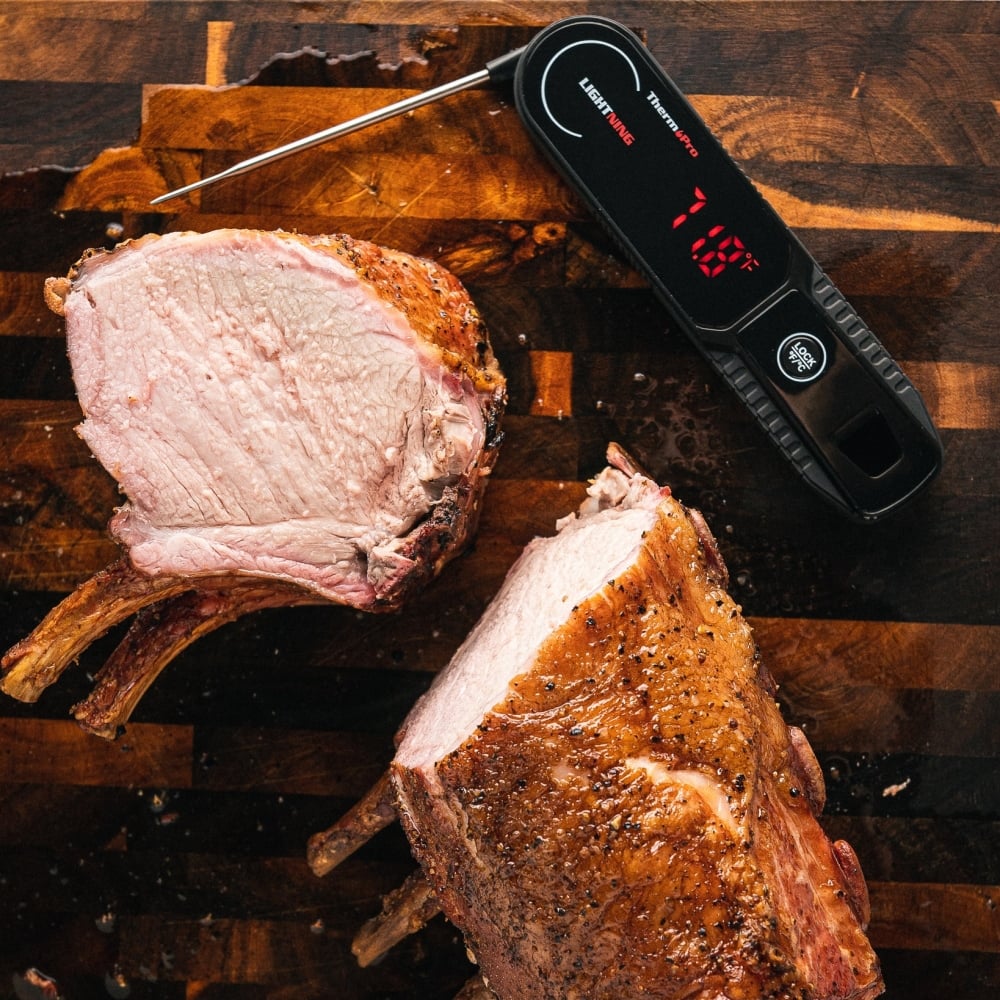 ThermoPro Lightning One-Second Instant Read Meat Thermometer, Calibratable Kitchen Food Thermometer with Ambidextrous Display, Waterproof Cooking Thermometer for Oil Deep Fry Smoker BBQ Grill