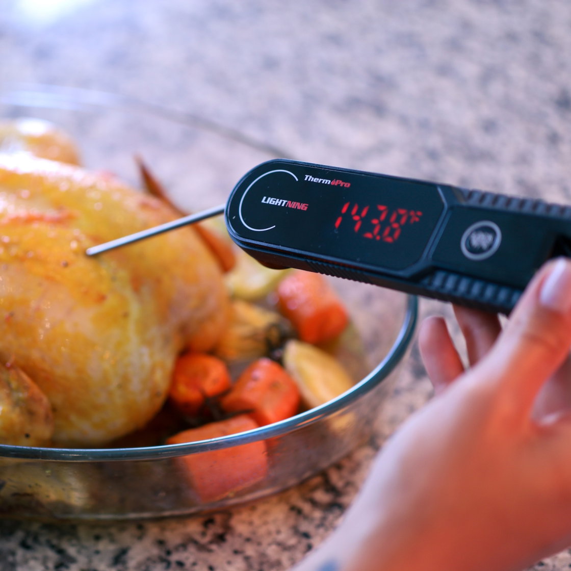 ThermoPro Lightning One-Second Instant Read Meat Thermometer, Calibratable Kitchen Food Thermometer with Ambidextrous Display, Waterproof Cooking Thermometer for Oil Deep Fry Smoker BBQ Grill