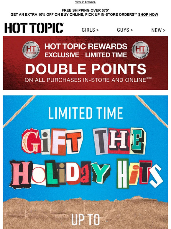 Up to 50% Off sitewide, for a limited time ⭐ Gift the holiday hits ⭐