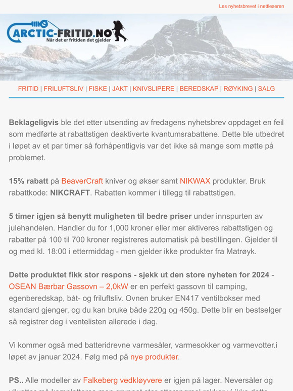 15% rabatt på BeaverCraft og NIKWAX
