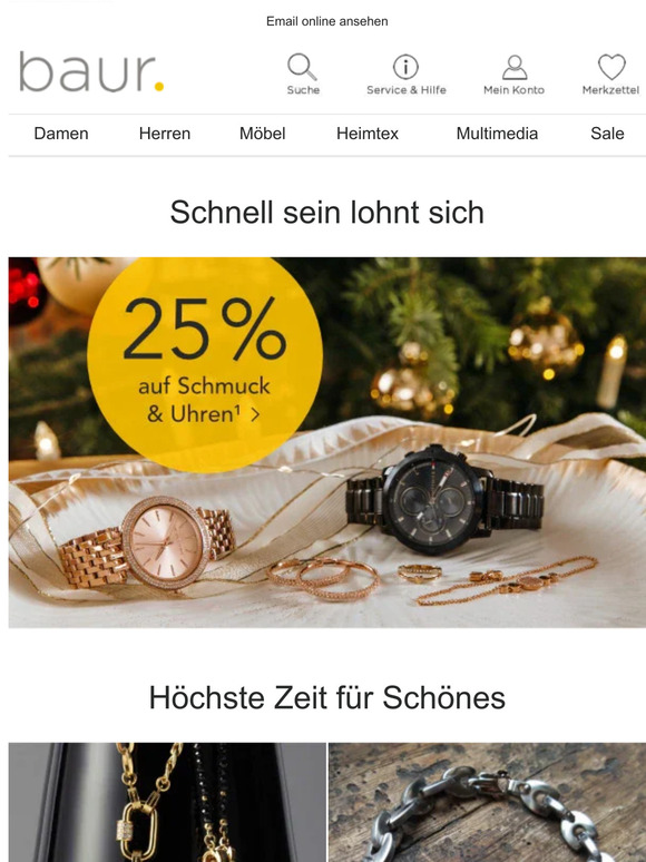 Nur noch heute! 25% auf Schmuck UND…