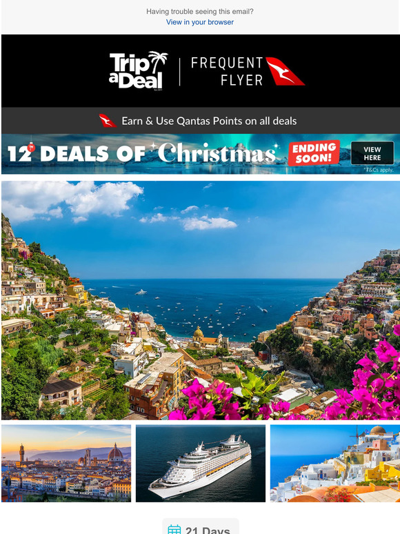 Explore Europe’s finest including a 21-day package to Spain, France, Greece and more from $6999 ✈️ Don’t miss out on our other European deals too!