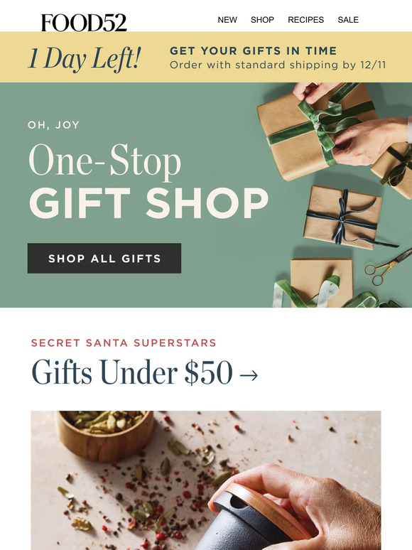 1 DAY LEFT to get your gifts in time.