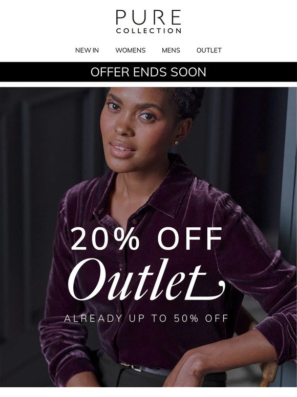 Extra 20% Off Outlet Ends Soon