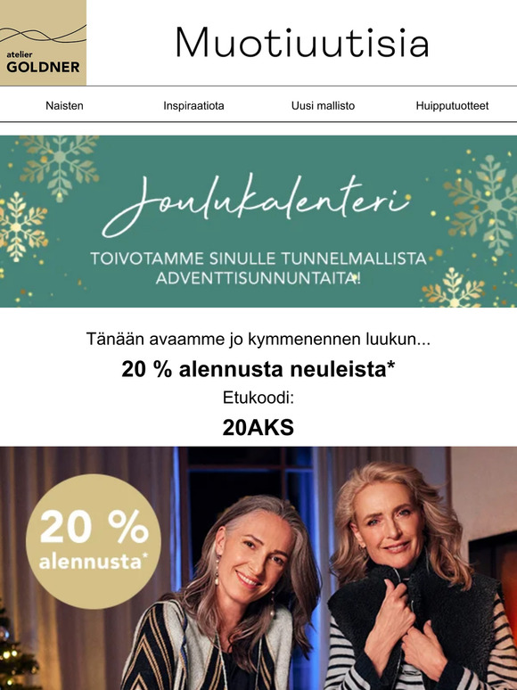 20 % alennusta pehmoisista neuleista