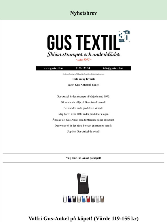[BARA IDAG!] Valfri Gus-Ankel på köpet!