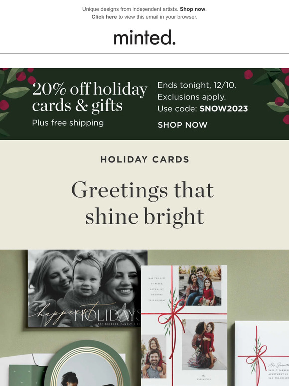 20% off hundreds of holiday cards