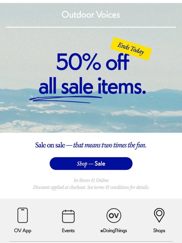 50% off all sale – ends soon.