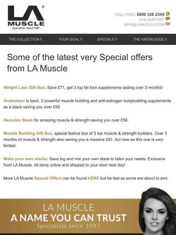 Latest Special Offers from LA Muscle just for you