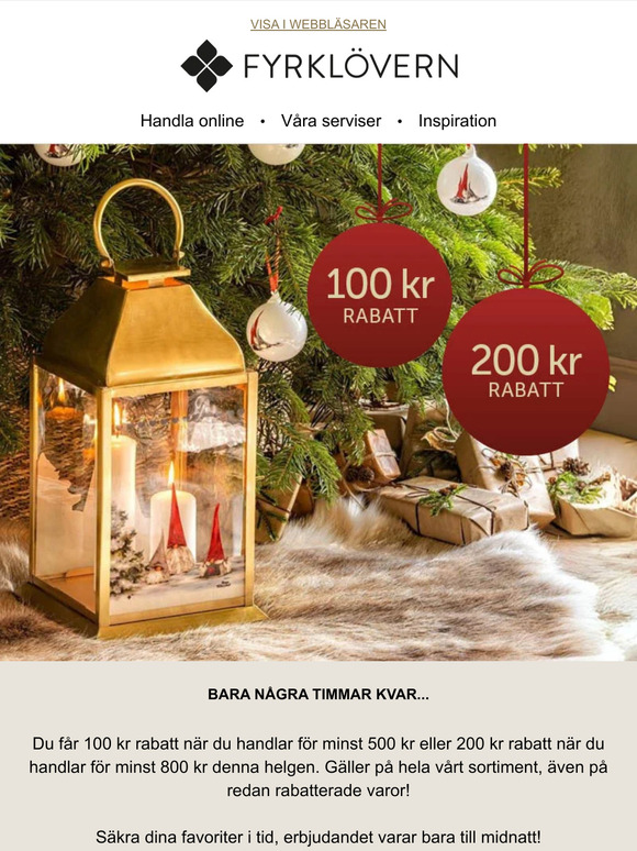 ⏰ Sista chansen! Upp till 200 kr extra rabatt!