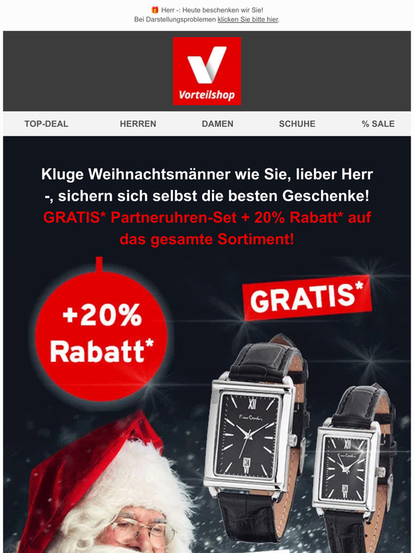 Diese Uhren erhalten Sie heute GRATIS als Geschenk, lieber Herr —!