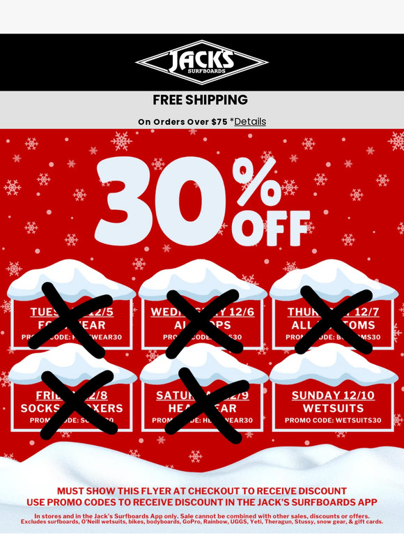 Jack's Surfboards 🚨30 OFF ALL WETSUITS! HOLIDAY DAILY DEALS🚨 Milled