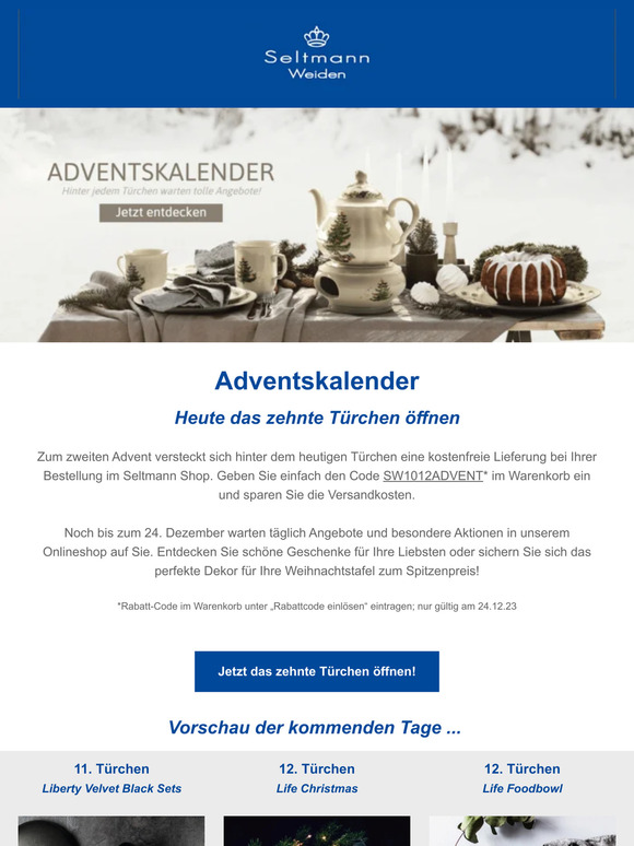 Adventskalender | Versandkostenfrei🎄 | Newsletter Seltmann Weiden Shop