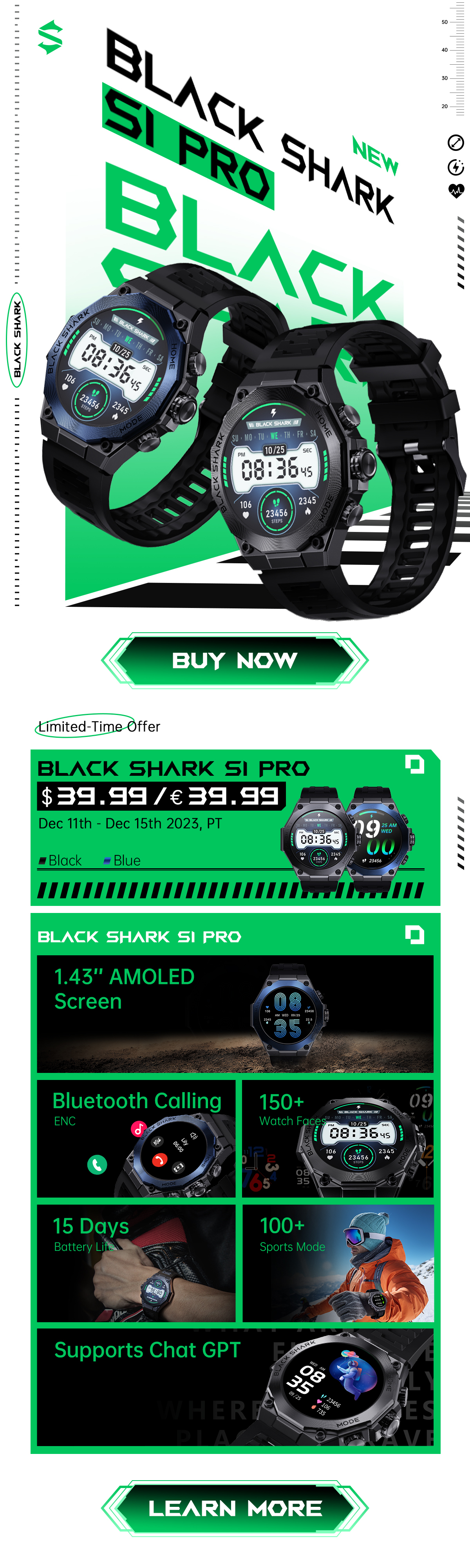 Black Shark S1 Pro Smart Watch Early Bird Deals!