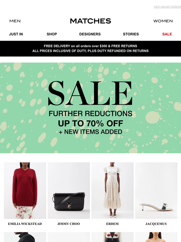 Matches Fashion Email Newsletters Shop Sales, Discounts, and Coupon Codes