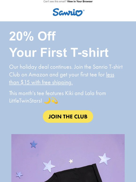 Yay! Get 20% off your first tee!
