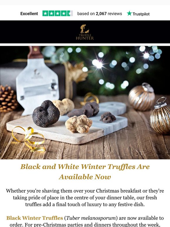 Black and White Winter Truffles Available Now ❄️