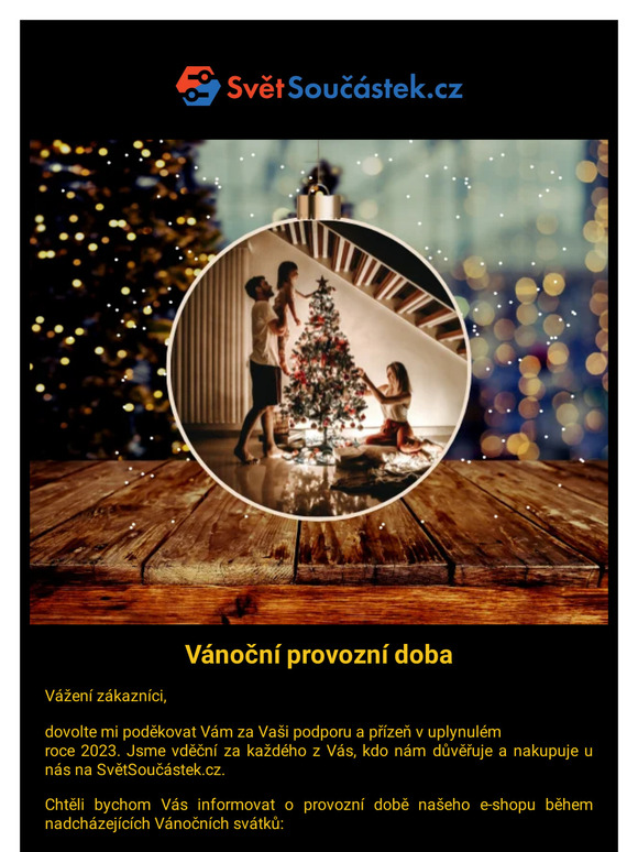 🎄 Vánoční provoz a novoroční přání od SvětSoučástek.cz 🎁
