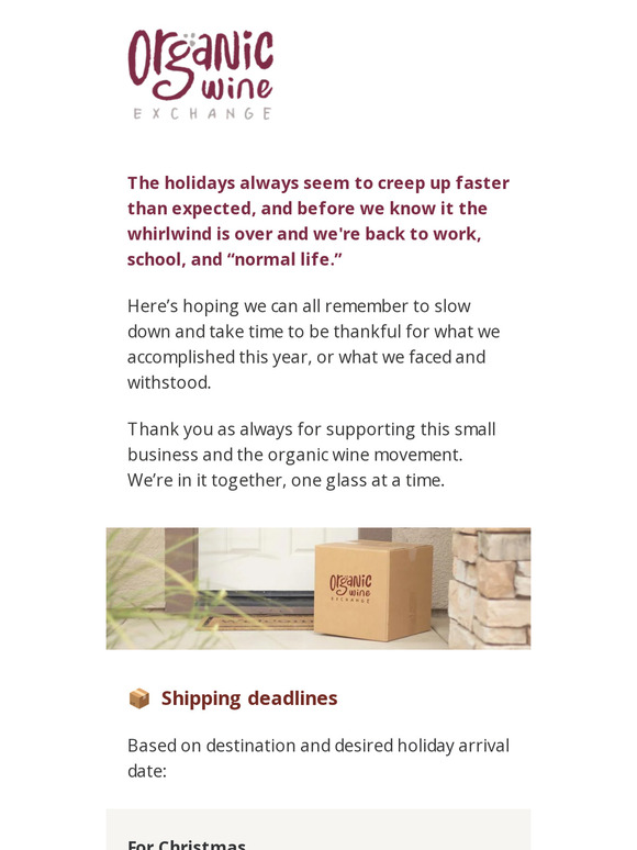 Shipping deadlines, gift ideas, a coupon