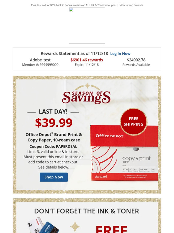 Office Depot LAST CALL 39.99 Office Depot® Brand 10rm case paper w