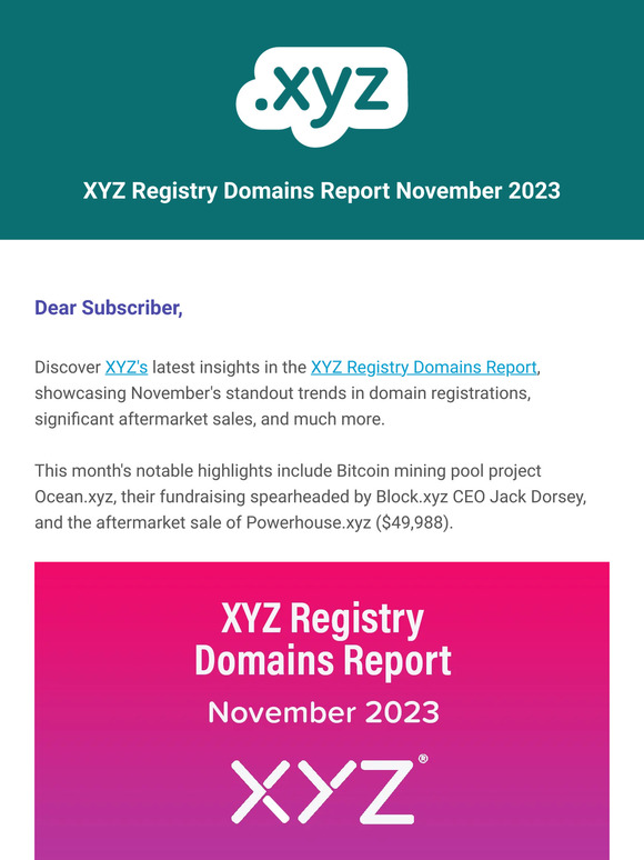 Unlock the XYZ Registry November Domains Report