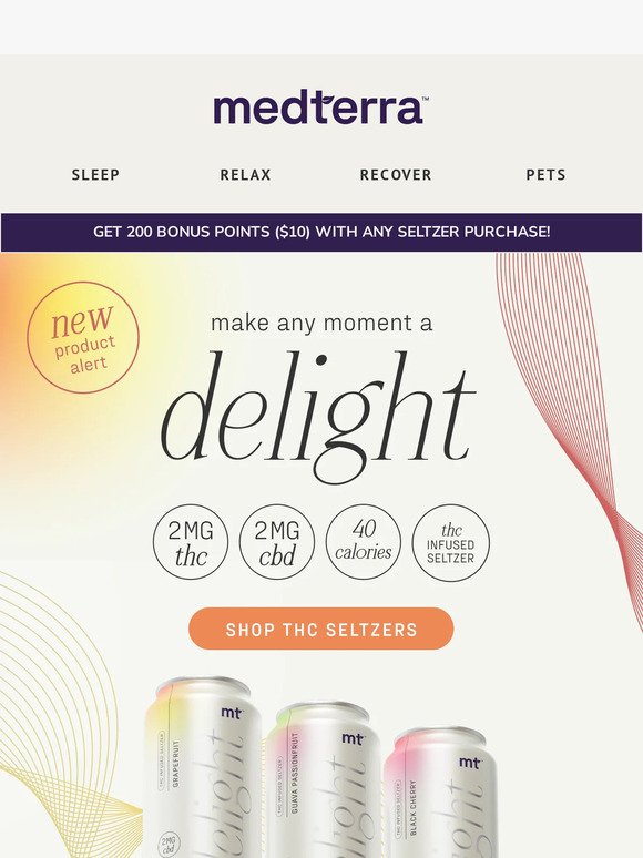 Delight Social Tonic THC Infused Seltzer – Medterra