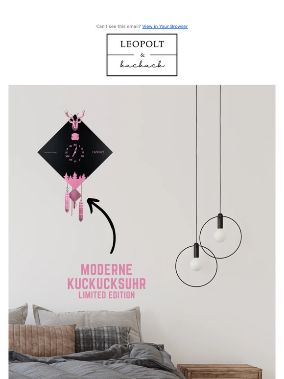 Neue Moderne Kuckucksuhr in Schwarz/Rosa!