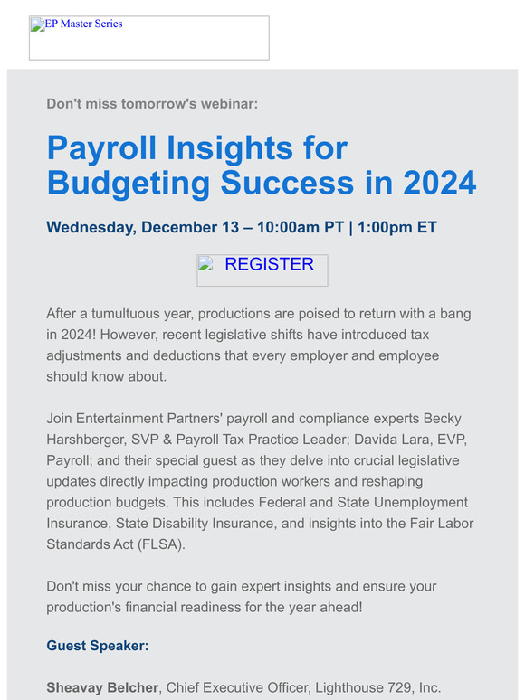 Entertainment Partners: Master Series | Payroll Insights for Budgeting ...