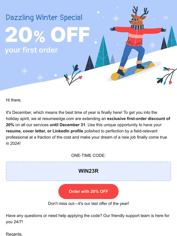 ❄️ Winter Special: 20% OFF resume writing & more ❄️