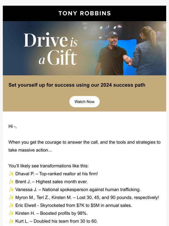 Tony Robbins —'s 2024 success path Milled