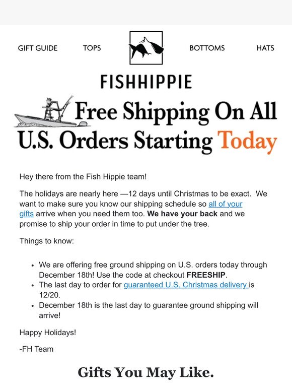 Free Shipping Starting Today