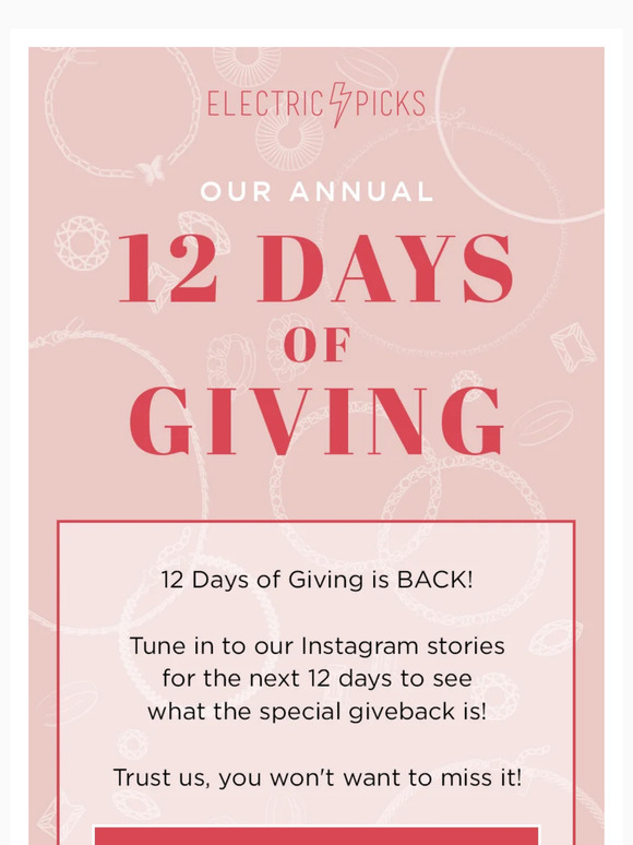 Electric Picks Jewelry 12 Days of Giving Unwrap Daily Surprises with