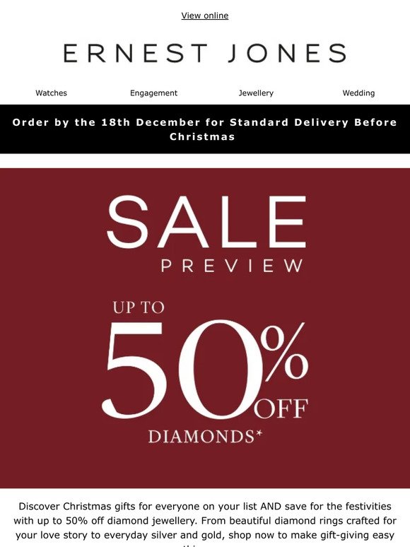 Unwrap diamond gifts with up to 50% off