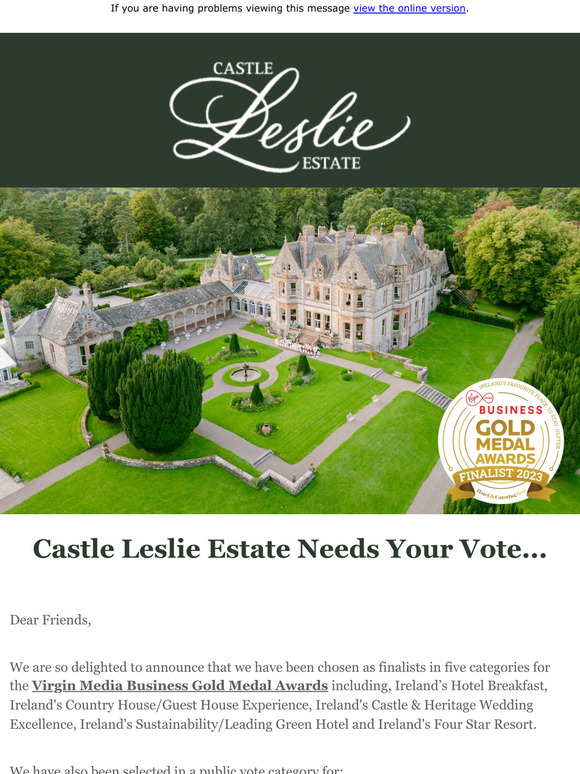 Castle Leslie Estate Needs Your Vote.