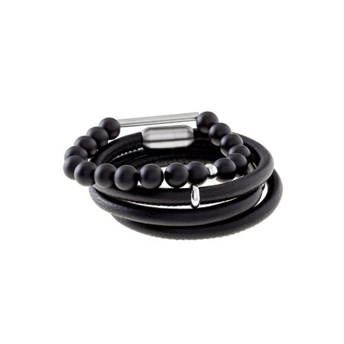 Black Moon - Black Leather &amp; Onyx Bracelets