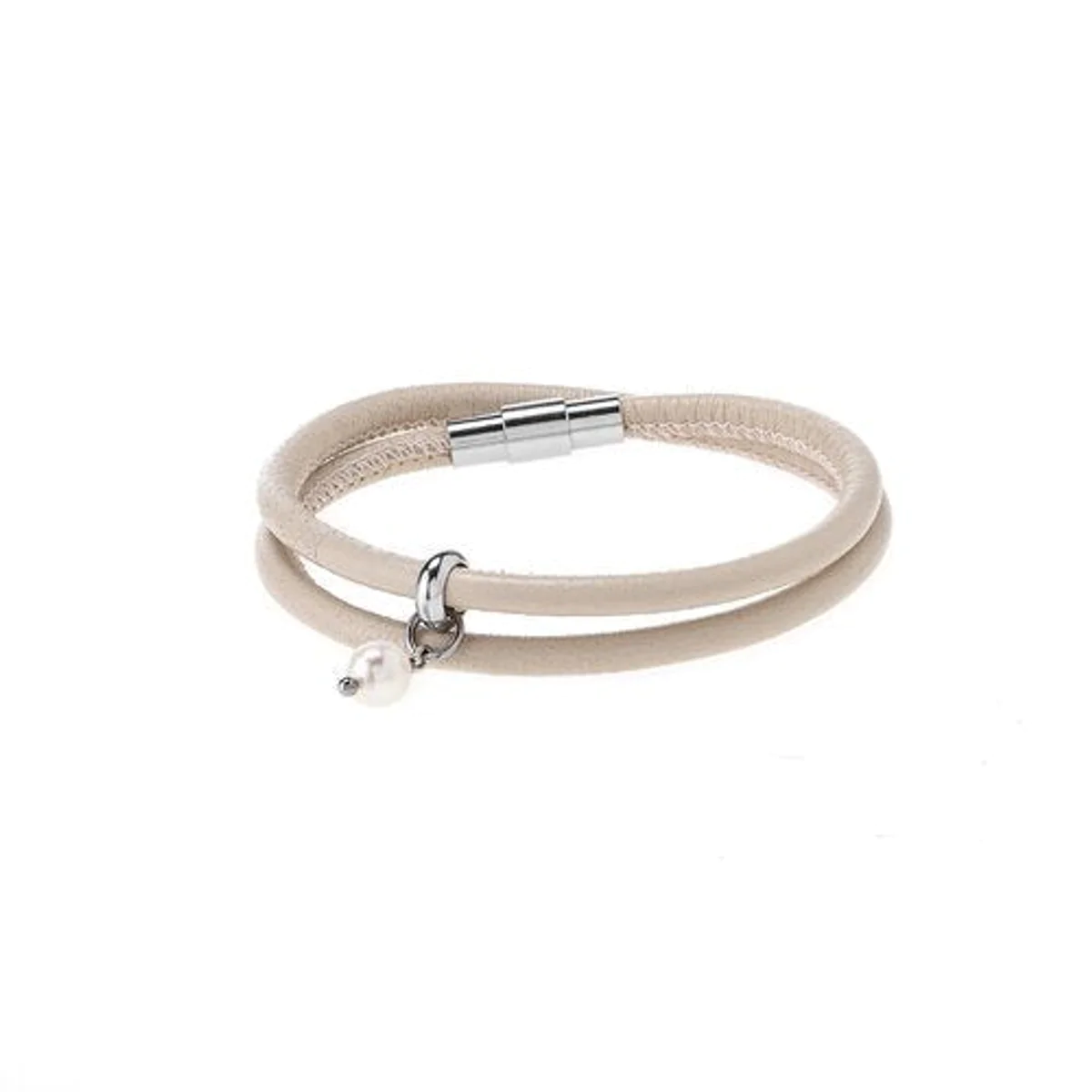 Atlantis Collection - Nude Leather &amp; Pearl Bracelet