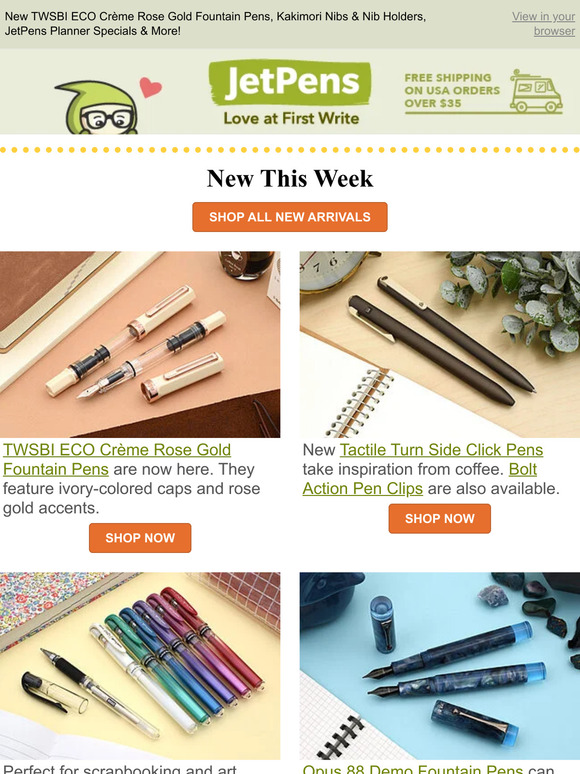 JetPens New TWSBI ECO Crème Rose Gold Fountain Pens, Kakimori Nibs