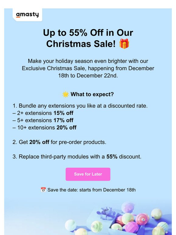 🎄Christmas Sale: Big Discounts Await from Dec 18-22!