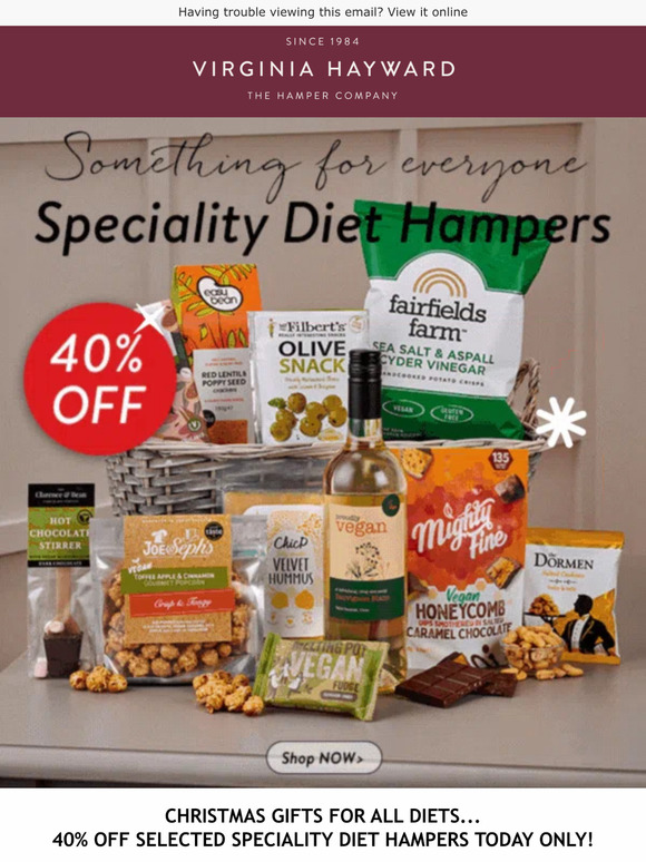 Virginia Hayward Hampers 40 OFF Selected Speciality Diet Hampers Milled